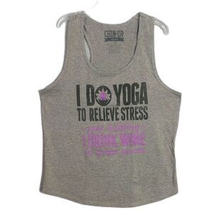Chin Up Apparel I Do Yoga Wine Funny Racerback Tank Women's XL